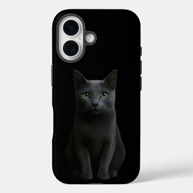 Black 4 Luxe iPhone 16 Case-Mate, Russian Blue Cat Case-Mate iPhone Hülle (Rückseite)