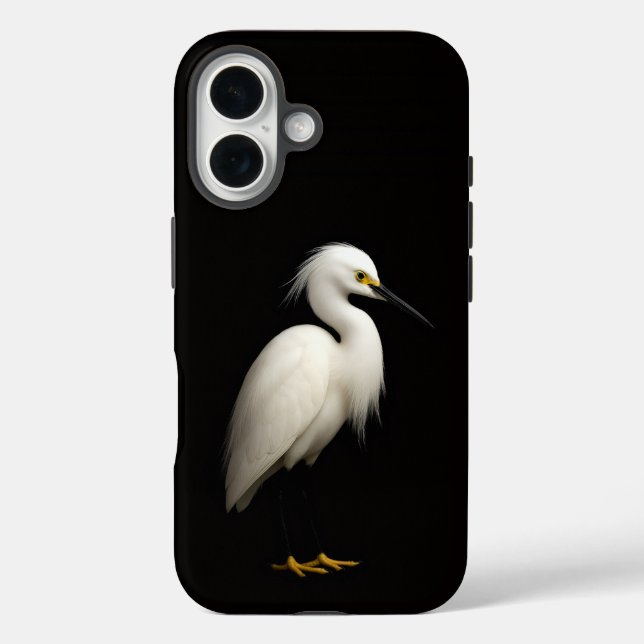 Black 4 Luxe iPhone 16 Case-Mate, Snowy Egret Case-Mate iPhone Hülle (Rückseite)