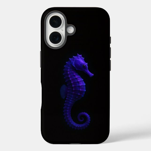 Black 4 Luxe iPhone 16 Case-Mate, Violet Seahorse Case-Mate iPhone Hülle (Rückseite)
