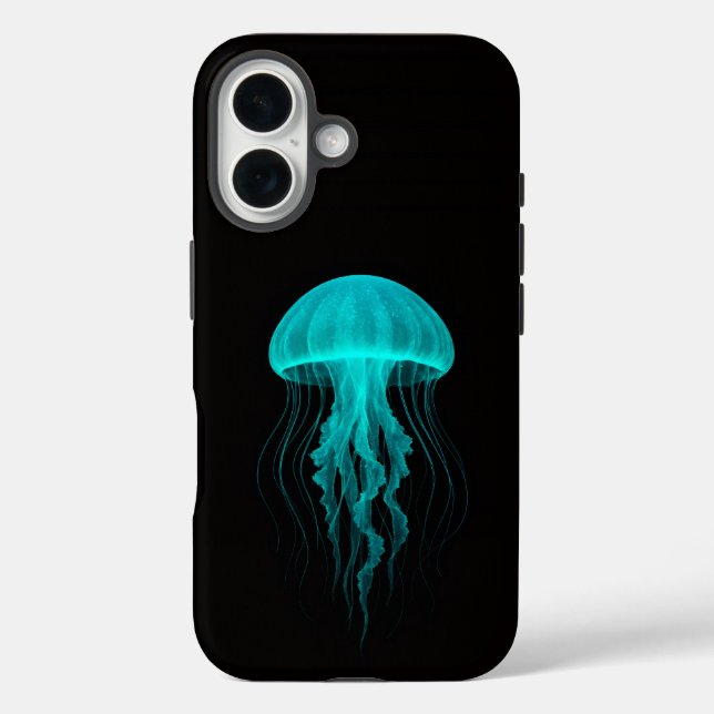 Black 4 Luxe iPhone 16 Mate, Green Jellyfish Case-Mate iPhone Hülle (Rückseite)