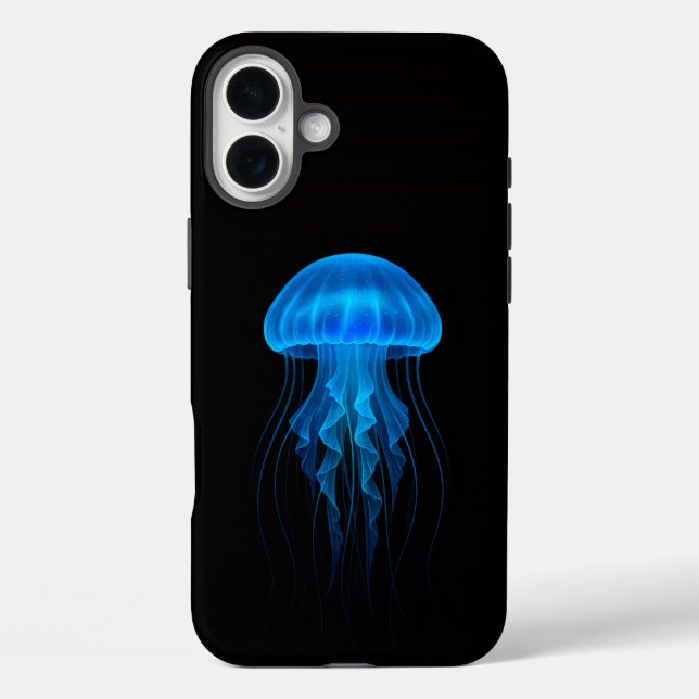 Black 4 Luxe iPhone 16 Plus Mate, Blue Jellyfish Case-Mate iPhone Hülle (Rückseite)