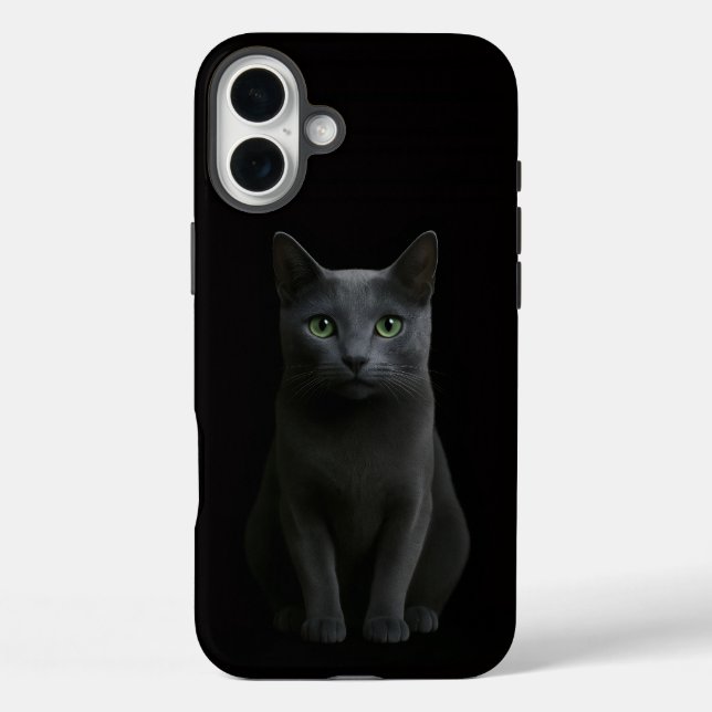 Black 4 Luxe iPhone 16 Plus, Russian Blue Cat Case-Mate iPhone Hülle (Rückseite)