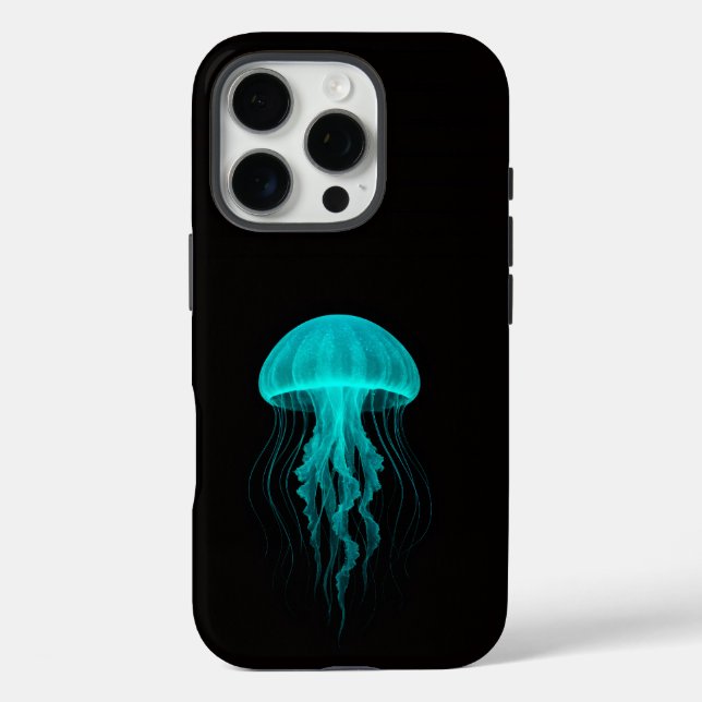 Black 4 Luxe iPhone 16 Pro, Green Jellyfish Case-Mate iPhone Hülle (Rückseite)