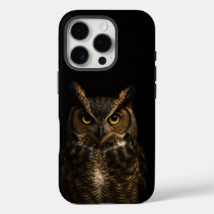Black 4 Luxe iPhone 16 Pro Mate, Golden Eye Owl Hülle