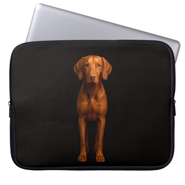 Black 4 Luxe Laptop Sleeve, Agile Vizsla Dog Laptopschutzhülle (Vorderseite)