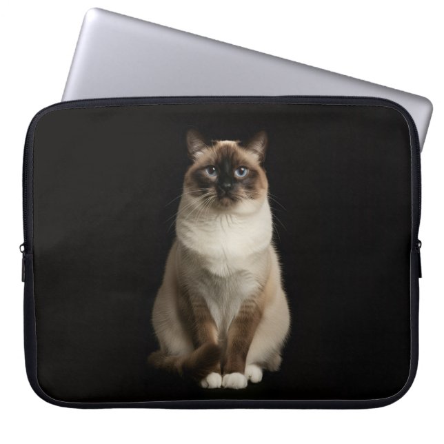 Black 4 Luxe Laptop Sleeve, Birmanese Cat Laptopschutzhülle (Vorderseite)