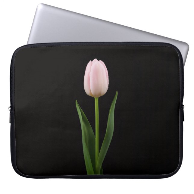 Black 4 Luxe Laptop Sleeve, Blush Pink Tulip Laptopschutzhülle (Vorderseite)