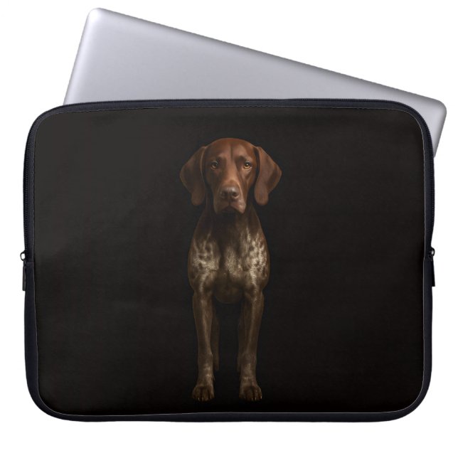 Black 4 Luxe Laptop Sleeve, German Pointer Dog Laptopschutzhülle (Vorderseite)