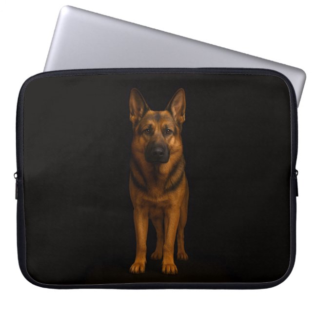 Black 4 Luxe Laptop Sleeve, German Shepherd Dog Laptopschutzhülle (Vorderseite)