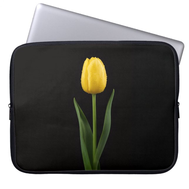 Black 4 Luxe Laptop Sleeve, Golden Yellow Tulip Laptopschutzhülle (Vorderseite)