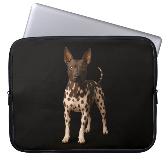 Black 4 Luxe Laptop Sleeve, Hairless Terrier Dog Laptopschutzhülle (Vorderseite)