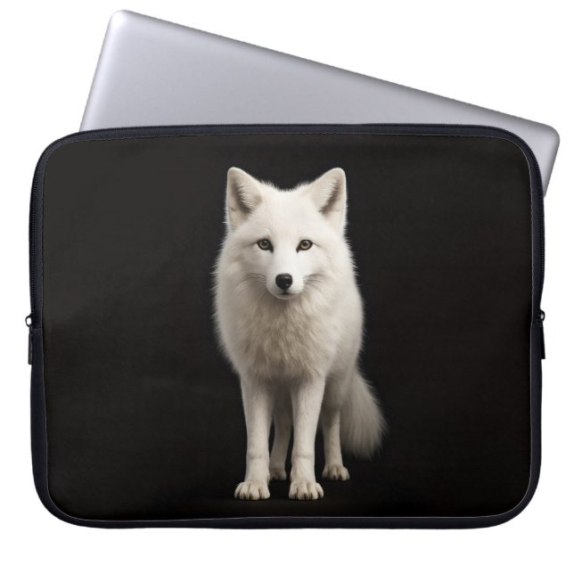 Black 4 Luxe Laptop Sleeve, Ivory Arctic Fox Laptopschutzhülle (Vorderseite)