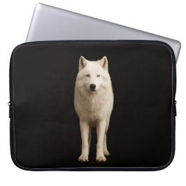 Black 4 Luxe Laptop Sleeve, Ivory Arctic Wolf Laptopschutzhülle
