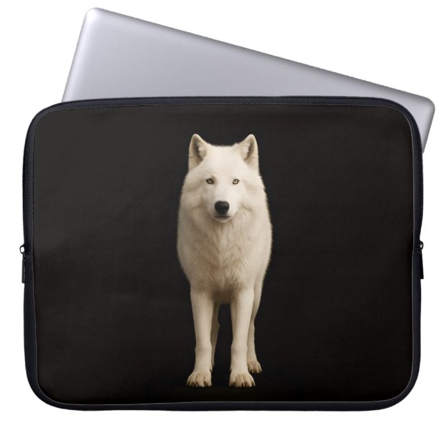 Black 4 Luxe Laptop Sleeve, Ivory Arctic Wolf Laptopschutzhülle (Vorderseite)