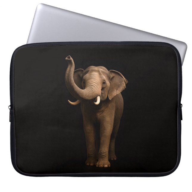 Black 4 Luxe Laptop Sleeve, Mighty Elephant Laptopschutzhülle (Vorderseite)