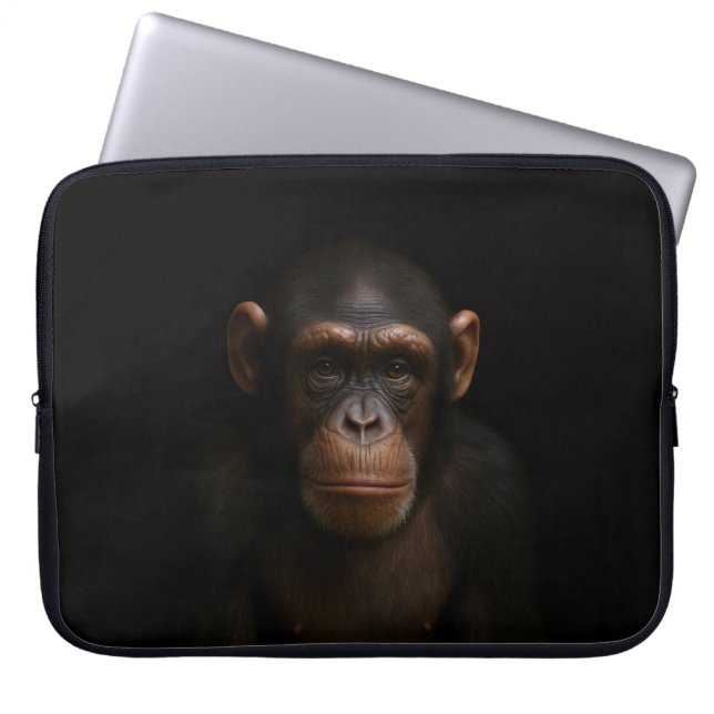 Black 4 Luxe Laptop Sleeve, Serene Chimpanzee Laptopschutzhülle (Vorderseite)