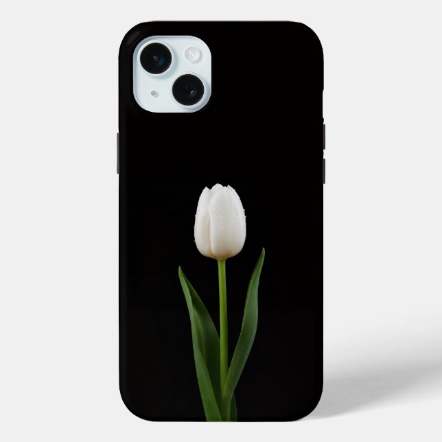 Black 4 Luxe, Pearl White Tulip iPhone 15 Plus Case-Mate iPhone Hülle (Rückseite)