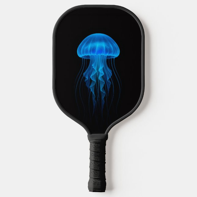 Black 4 Luxe Pickleball Paddle, Blue Jellyfish Schläger (Rückseite)