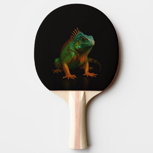 Black 4 Luxe ping pong paddle, Green Iguana Tischtennis Schläger (Rückseite)