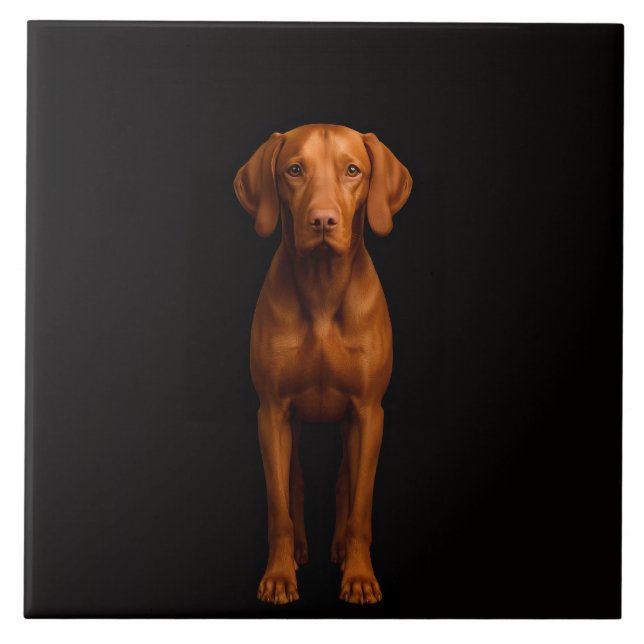 Black 4 Luxe Tile with Agile Vizsla Dog Fliese (Vorderseite)