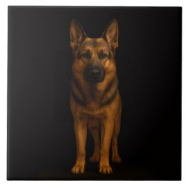 Black 4 Luxe Tile with German Shepherd Fliese