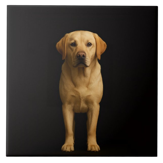Black 4 Luxe Tile with Minimalist Labrador Fliese (Vorderseite)
