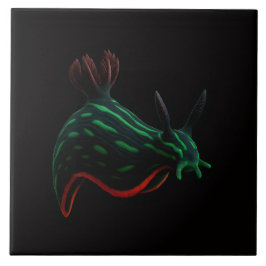 Black 4 Luxe Tile with Neon Green Sea Slug Fliese
