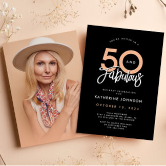 Black 50 & Fabulous 50. Geburtstagsparty Einladung