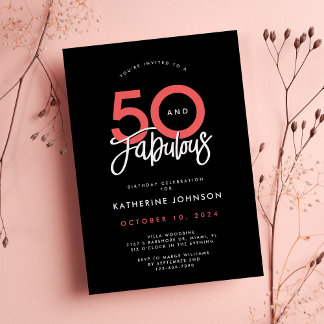 Black 50 und fabelhaftes Elegant 50. Geburtstag Einladung