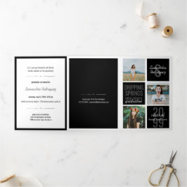 Black 5-Foto Fun Boxes Abschluss Dreifach Gefaltete Einladung