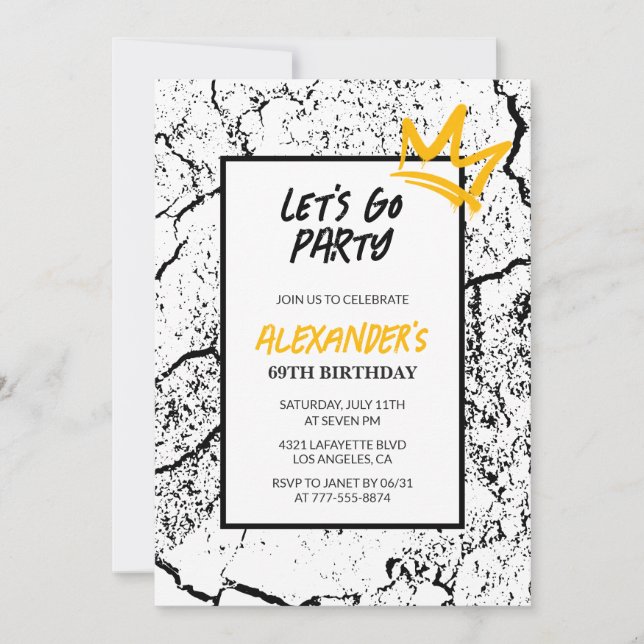 Black 69. Geburtstag Einladung Men Hip Hop Moderne (Vorderseite)