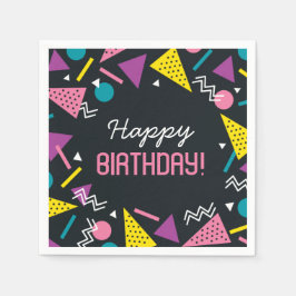 Black 80er Pattern Birthday Napkins Serviette