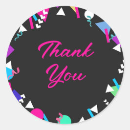 Black 80er Pattern Birthday Runder Aufkleber