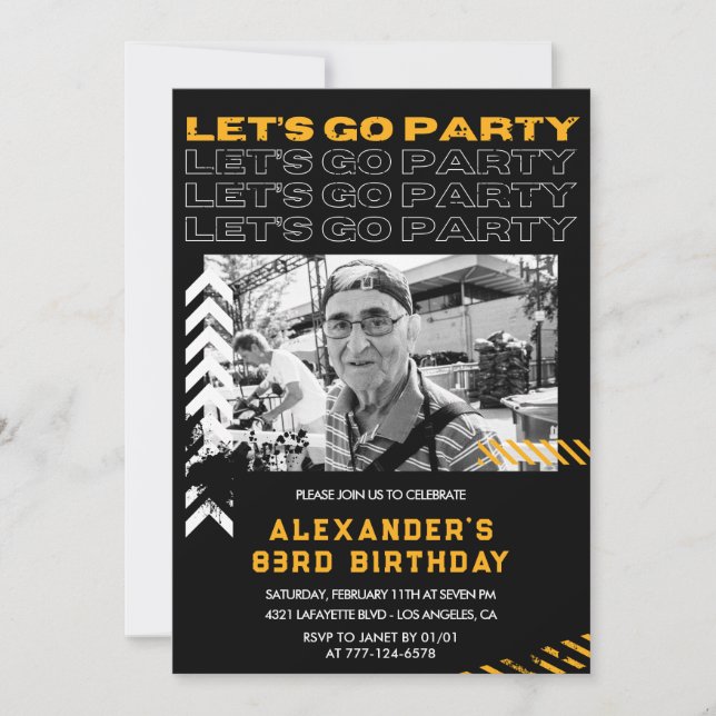 Black 83 Geburtstag Einladungen Männer (Vorderseite)
