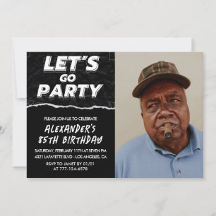 Black 85. Geburtstagseinladungen Männer Foto Einladung