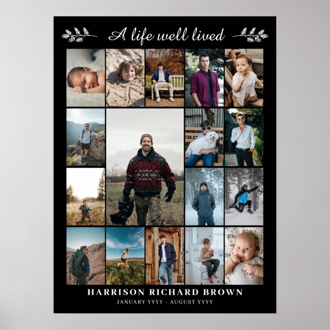 Black A Life gut gelebt 17 Foto Collage Memorial Poster (Vorne)