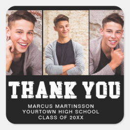 Black Abschluss 3 Foto Vielen Dank Quadratischer Aufkleber