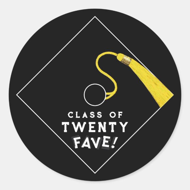 Black Abschluss Class 2025 Runder Aufkleber (Vorderseite)