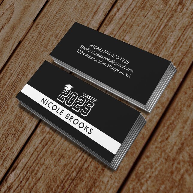 Black Abschluss Class Contact Info Name Mini Visitenkarte (Black Graduation Class of Contact Info Name Mini Business Card
)