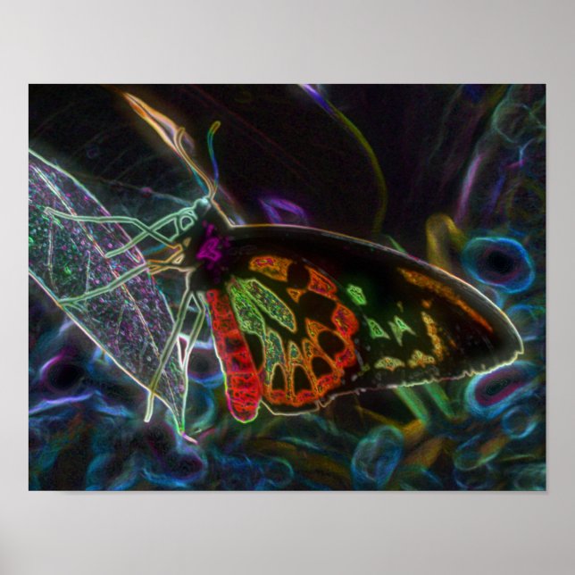 Black Abstrakt Butterfly Fantasy Art Poster (Vorne)