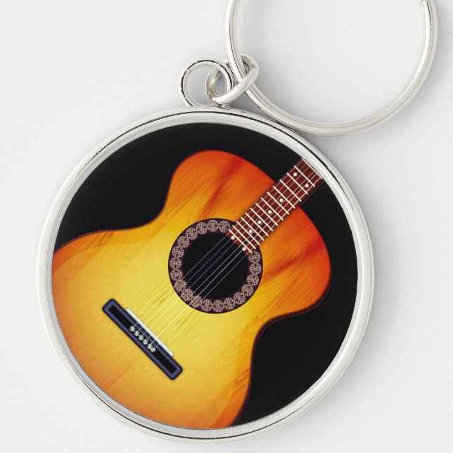 Black Acoustic Guitar Key Chain Schlüsselanhänger (Vorne)