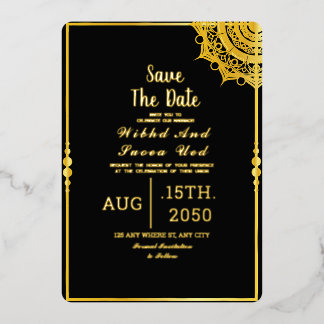 Black Acrylic Wedding Luxury Save the Date Folieneinladung