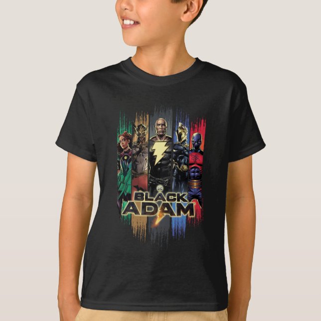 Black Adam Characters In Stripes Graphic T-Shirt (Vorderseite)