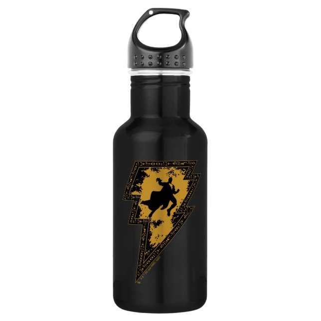 Black Adam Distressed Lightning Bolt Graphic Edelstahlflasche (Vorderseite)