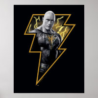 Black Adam Gray and Gold Lightning Graphic