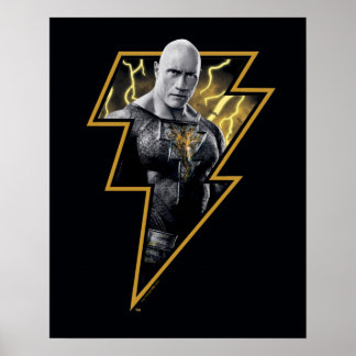 Black Adam Gray and Gold Lightning Graphic Poster