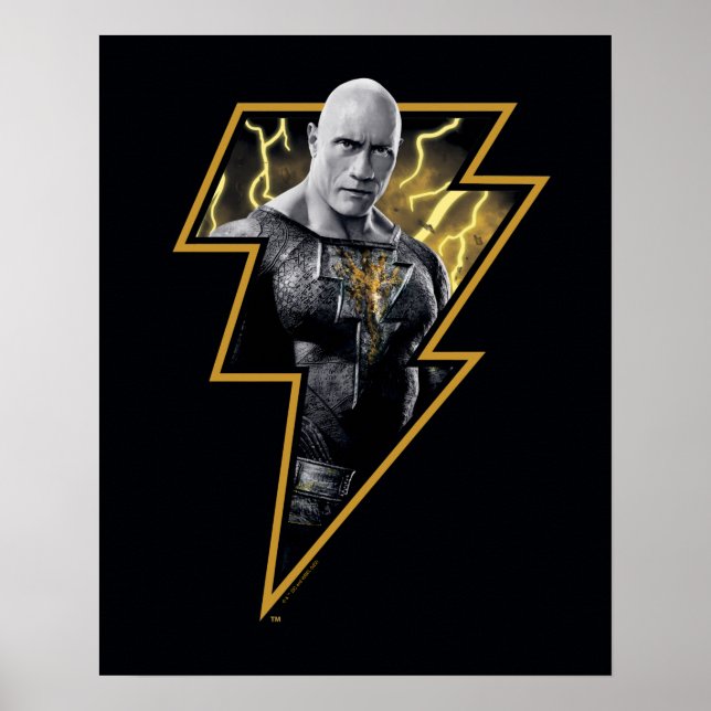 Black Adam Gray and Gold Lightning Graphic Poster (Vorne)