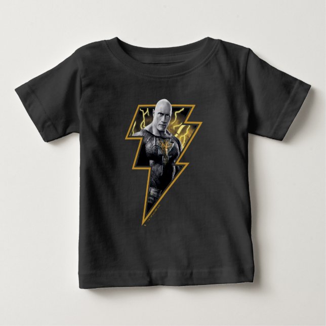 Black Adam Gray und Gold Blitze Grafik Baby T-shirt (Vorderseite)