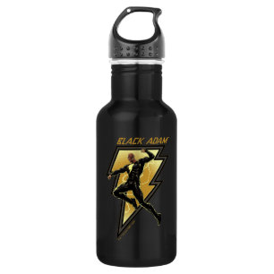 Black Adam Lightning Bolt Character Illustration Edelstahlflasche