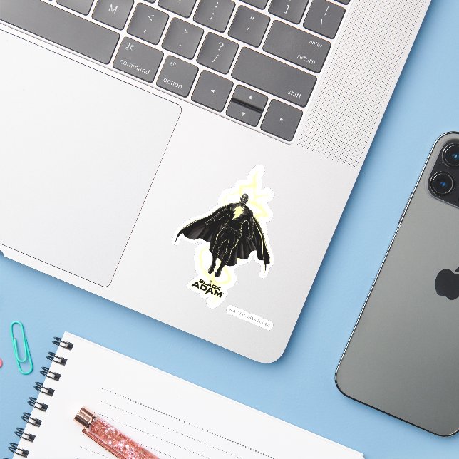 Black Adam Lightning Silhouette Graphic Aufkleber (Laptop mit iPhone)